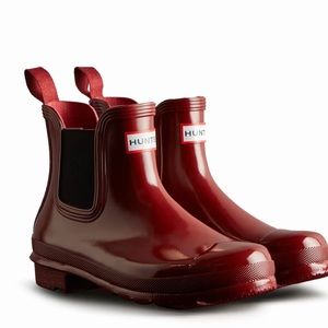 Hunter Original Gloss Chelsea Boots Women’s Size US 9 Glossy Red NWOT’s🌺